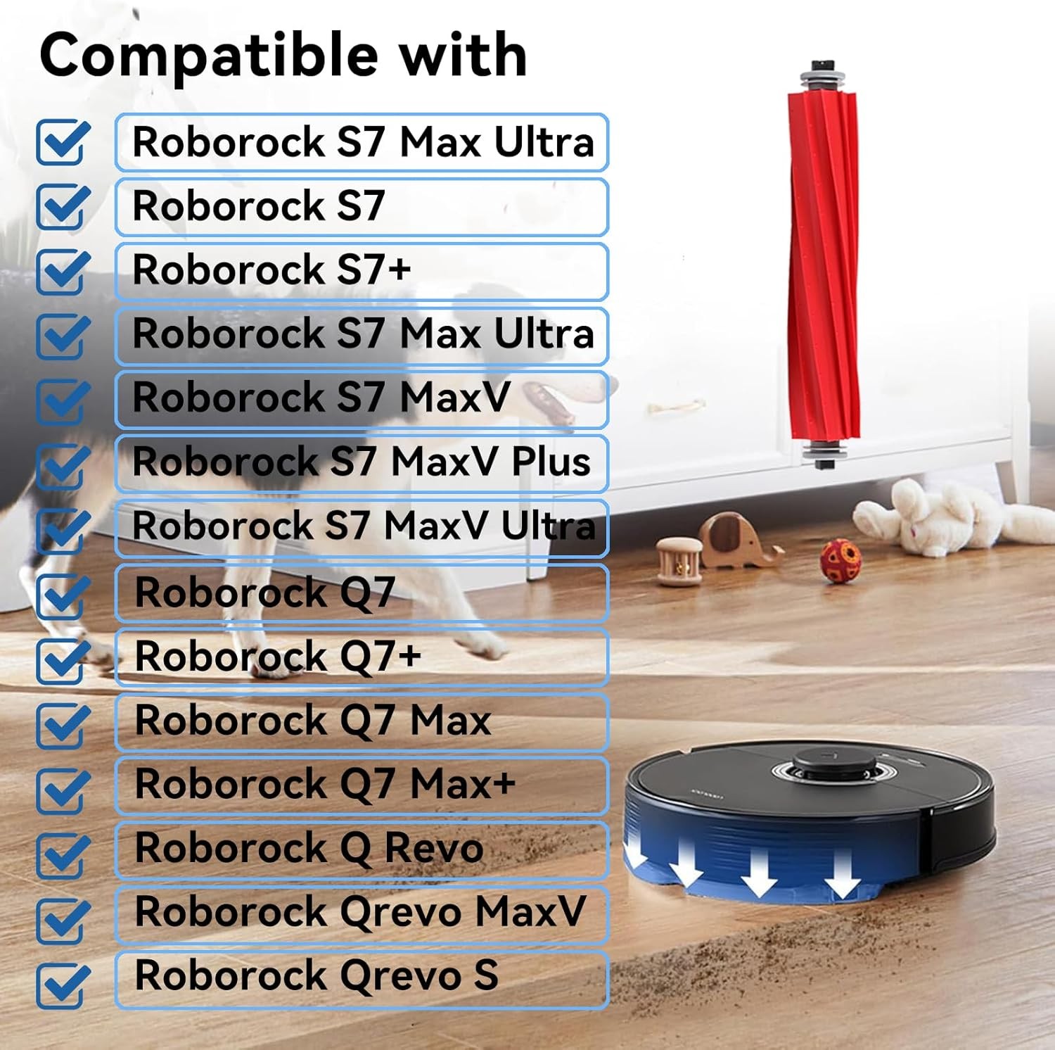 Rubber Main Brush Replacement for fit Roborock S7 S7 S7 Max Ultra S7 MaxV S7