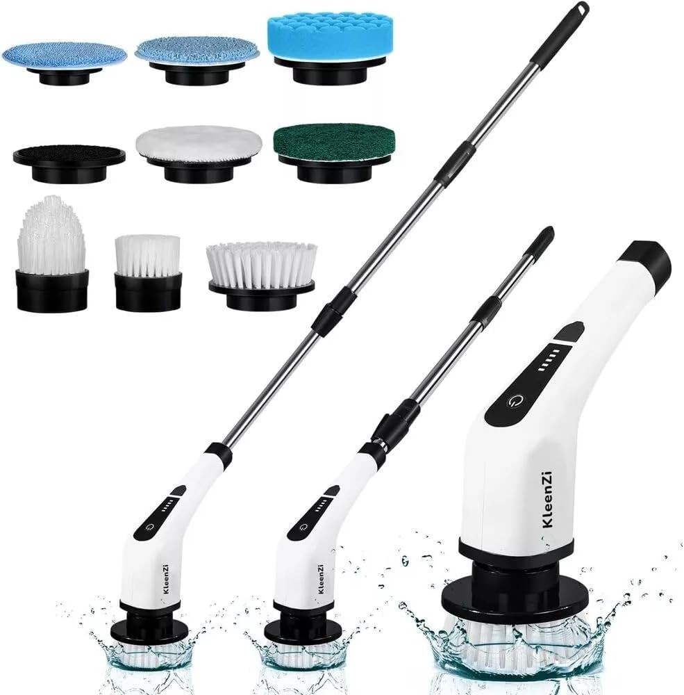Electric Spin Scrubber Cleaning Brush 8 In 1 Shower Scrubber Adjustable Handle