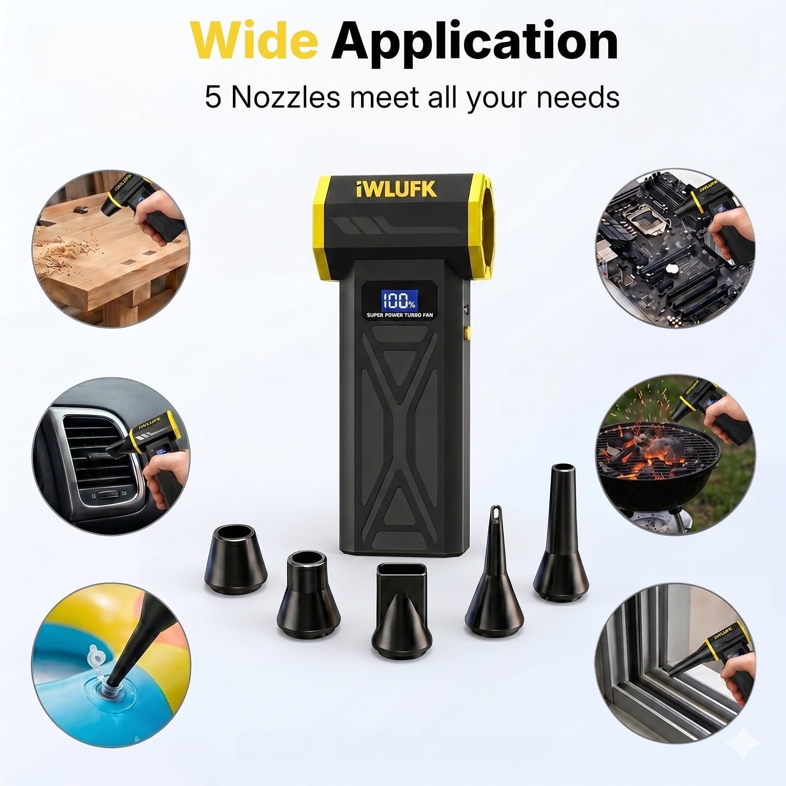 IWLUFK Electric Air Duster 130,000RPM Rechargeable Mini Blower
