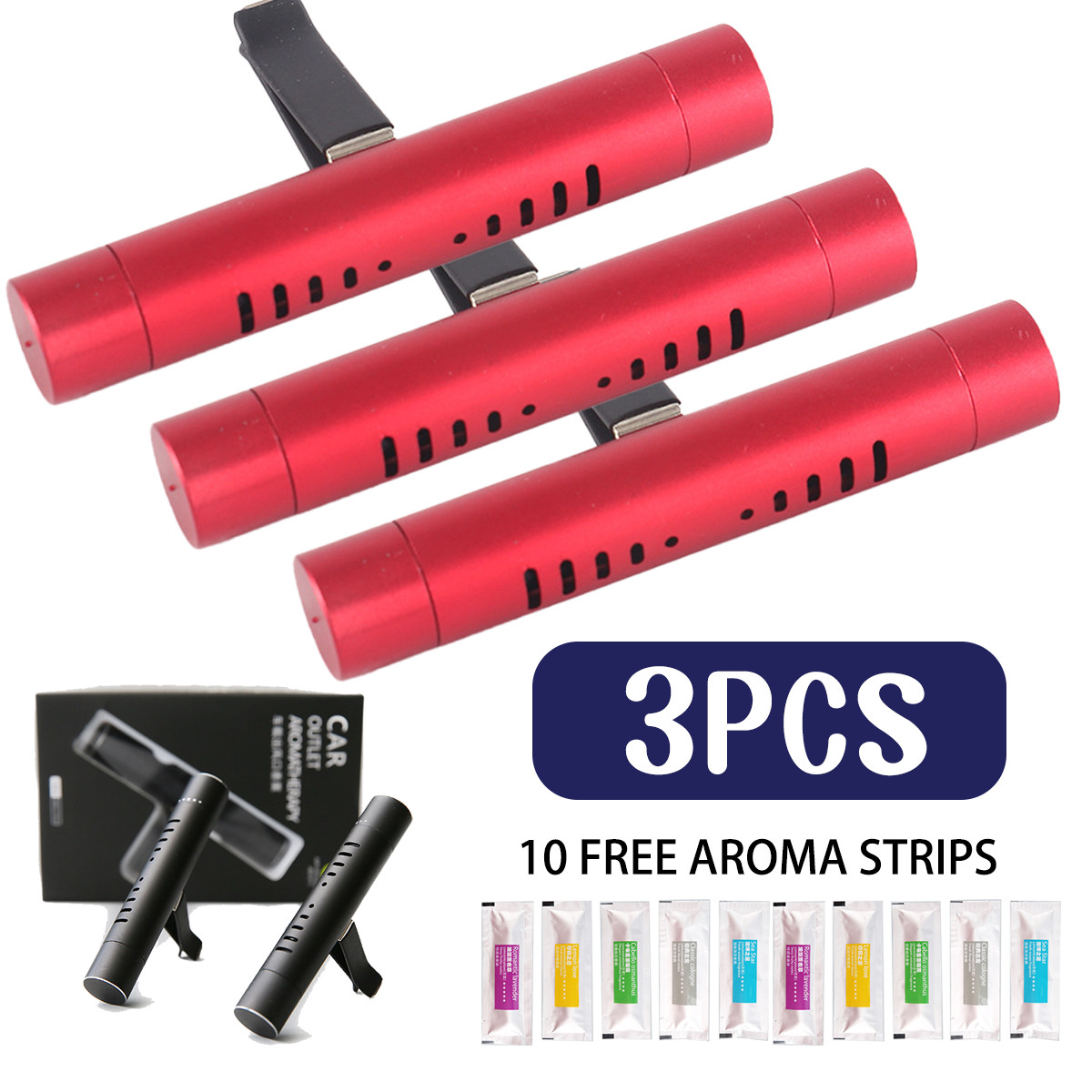 Car Air Freshener Strips 4 Colors, Long Lasting Vent Clip Accessories