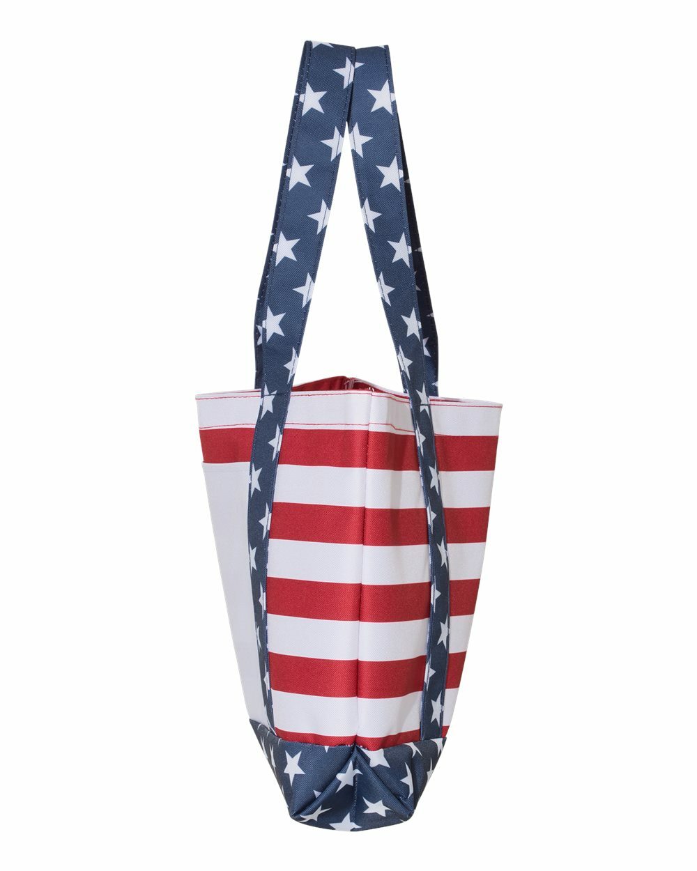 Americana Tote Bag Polyester Front Pocket Red/ White/ Blue Reusable Bags