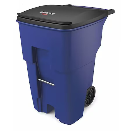 Rubbermaid Commercial Fg9w2273blue Brute 95 Gal Rectangular Rolling Plastic