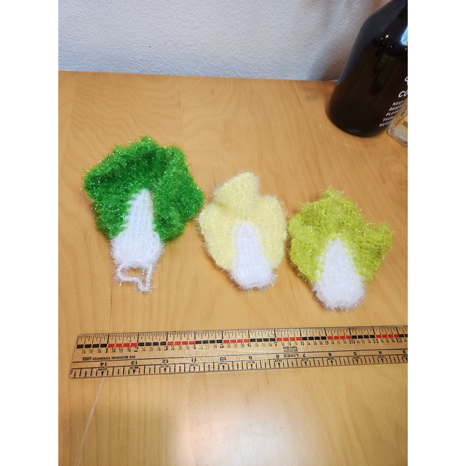 Handmade Crochet Napa Cabbage Dish Scrubby Set 3pc Green Kitchen Scouring Pads