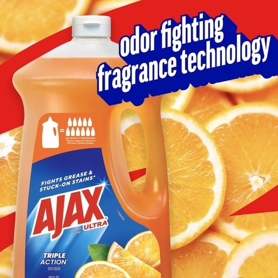 2pk Ajax Ultra Triple Action, Dishwashing Liquid Dish Soap, Orange 90 fl oz