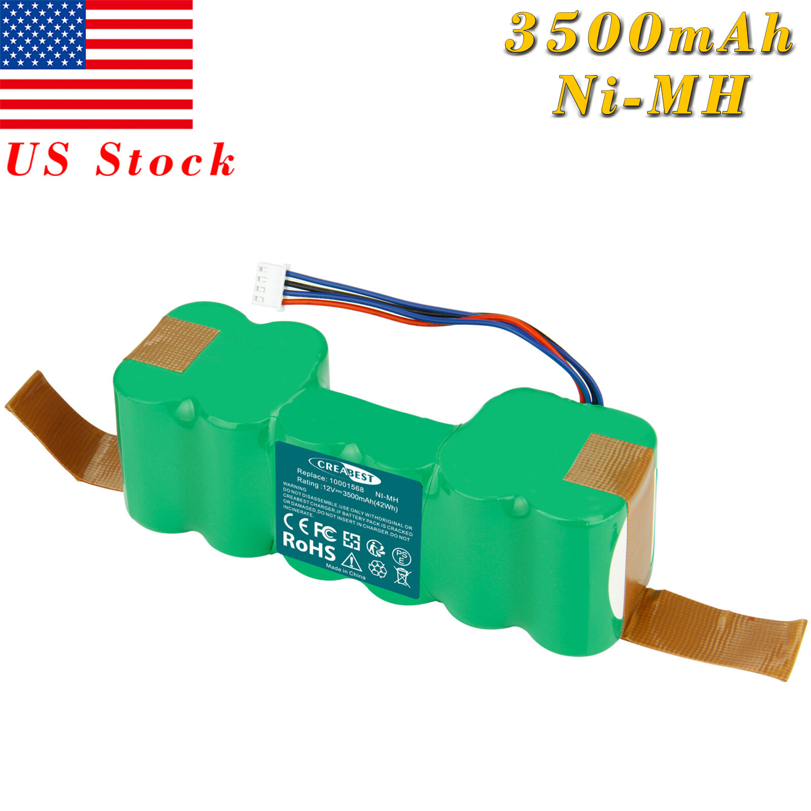 3500mAh Ni-MH Battery For Ecovacs Deebot 10001568 10002167 DD3G DD4G ZJ1517-HFR