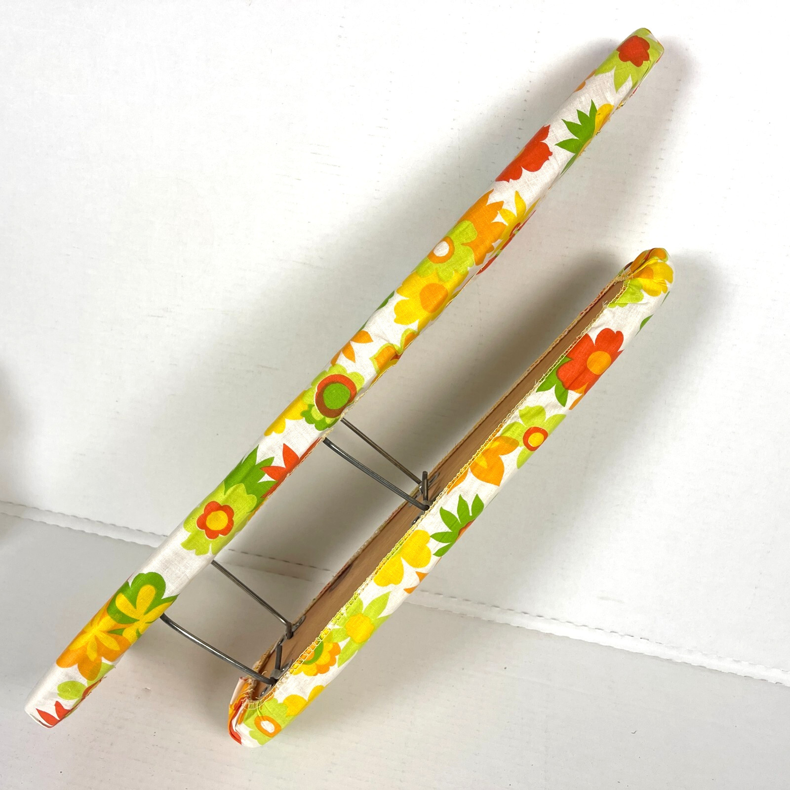Mini Ironing Board Vtg Compact Combo Sleeveboard 23in Floral w/Bag USA French