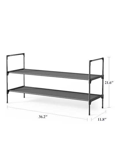 Shoe Rack – 3-Tier Shoe Organizer, Shoe Rack for 36.2″ Wide – 2 Tiers Black