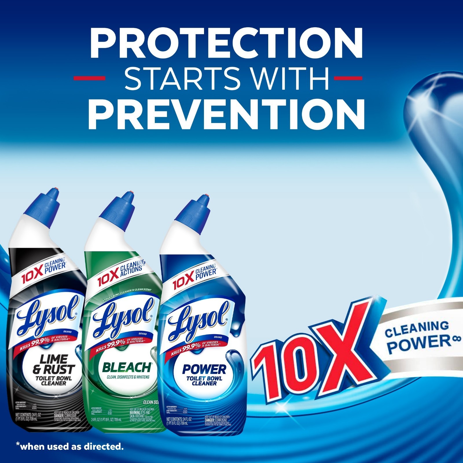 Lysol Power Toilet Bowl Cleaner Atlantic Fresh 24oz 2-Pack Disinfecting Gel