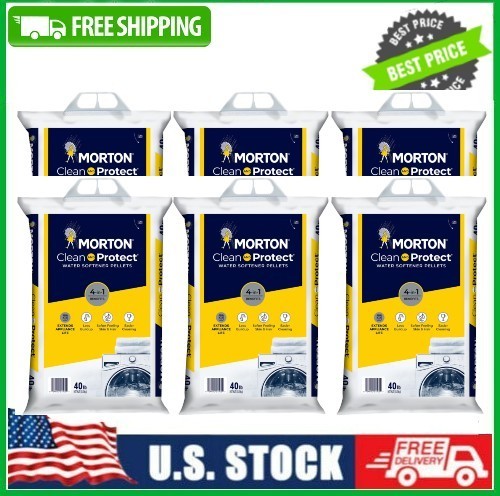 (6 pack) Morton Clean and Protect Water Softener Salt Pellets, 40 LB Bag