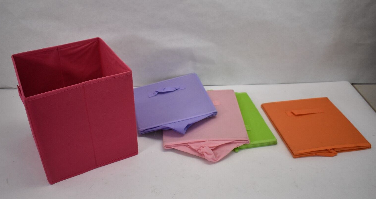 Lot of 5 Storage Cubes Foldable Assorted Colors Containers Box Organizers 10.5″