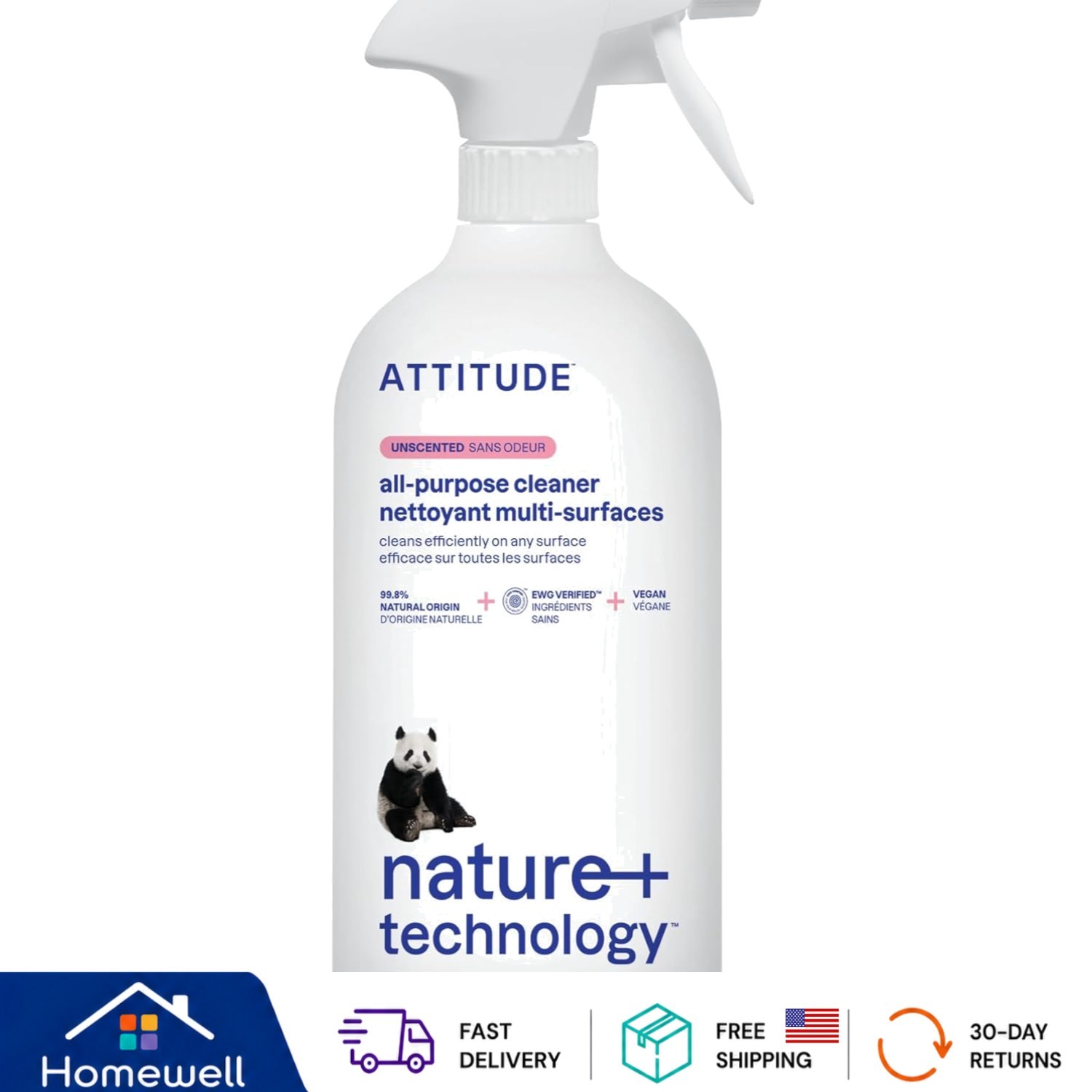Multipurpose Cleaner Spray – EWG Verified, 94% Plant-Based – 27.1 Fl Oz