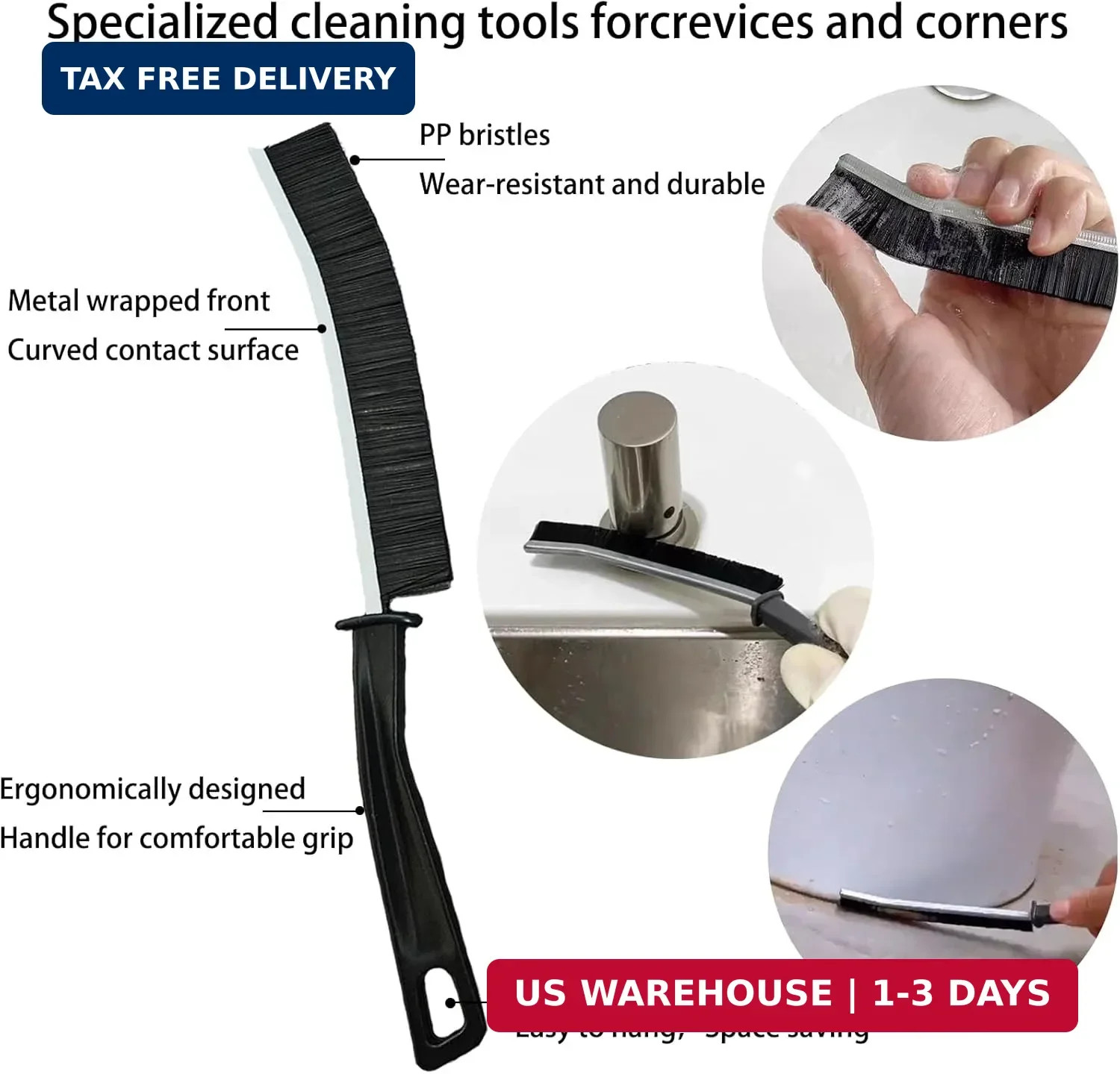 7 Pcs Multi-Purpose Crevice Cleaning Brush Tool for Stubborn Kitchen Grease Stai