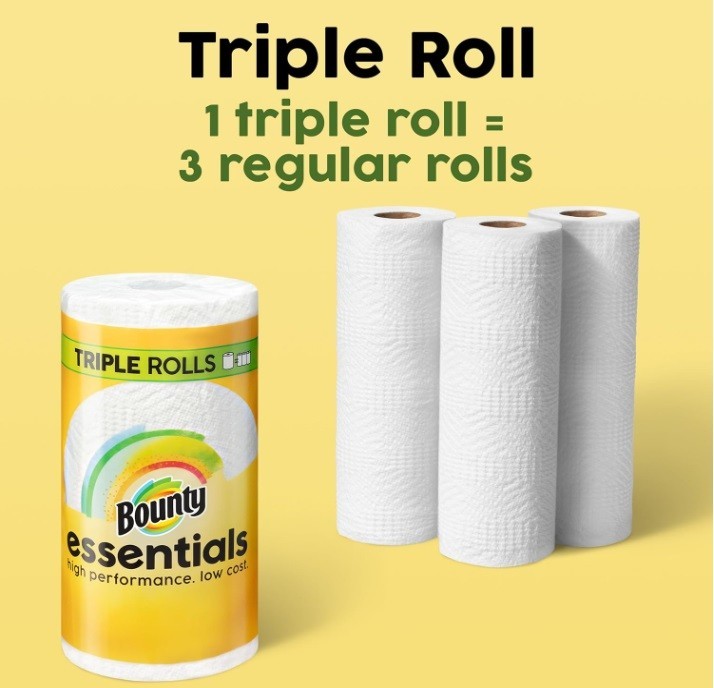 Bounty Essentials Select-A-Size Paper Towels White 2 Triple Rolls 6 Regular Roll