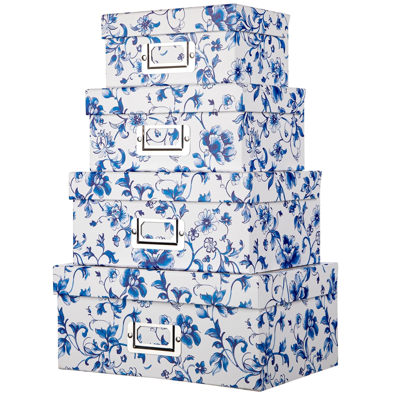 Briful Blue and White Porcelain Storage Boxes with Lids, Set of 4 – Chinoiser…