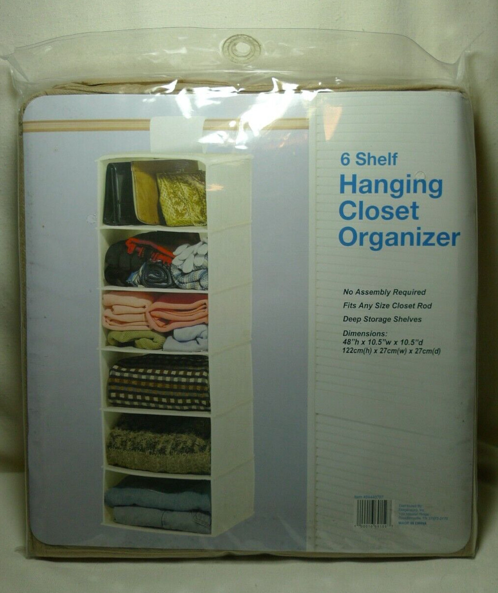 Hanging Closet Organizer 6 Shelf ~ Collapsible Storage Shelves 48 in. x 10.5 in.