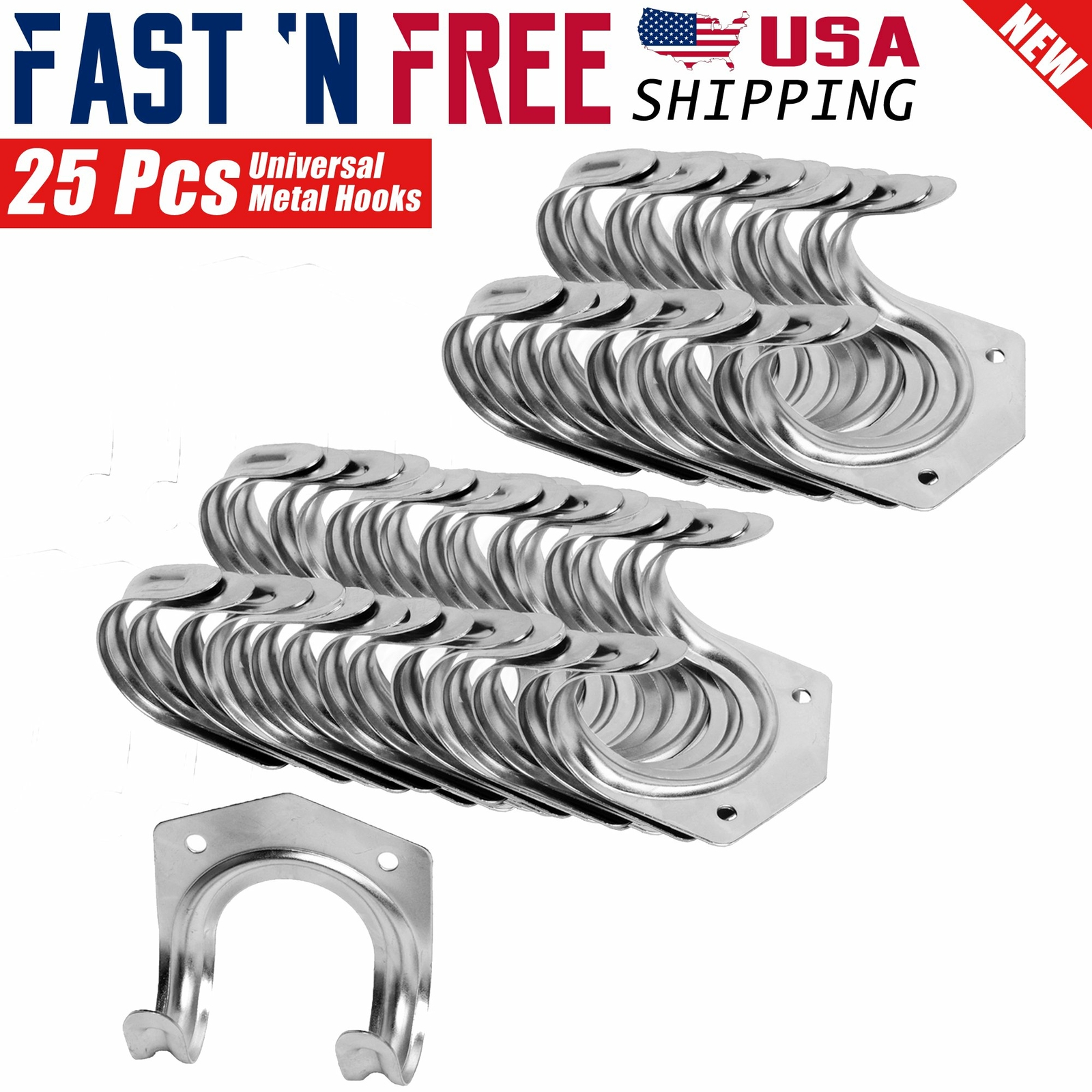 25 Pcs Universal Galvanized Metal Utility Storage Hooks for Garden Tools