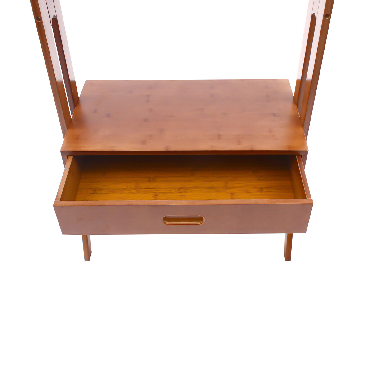 Bamboo Clothing Rack With Storage Drawer, Garment Rack Clothes Racks For Hanging