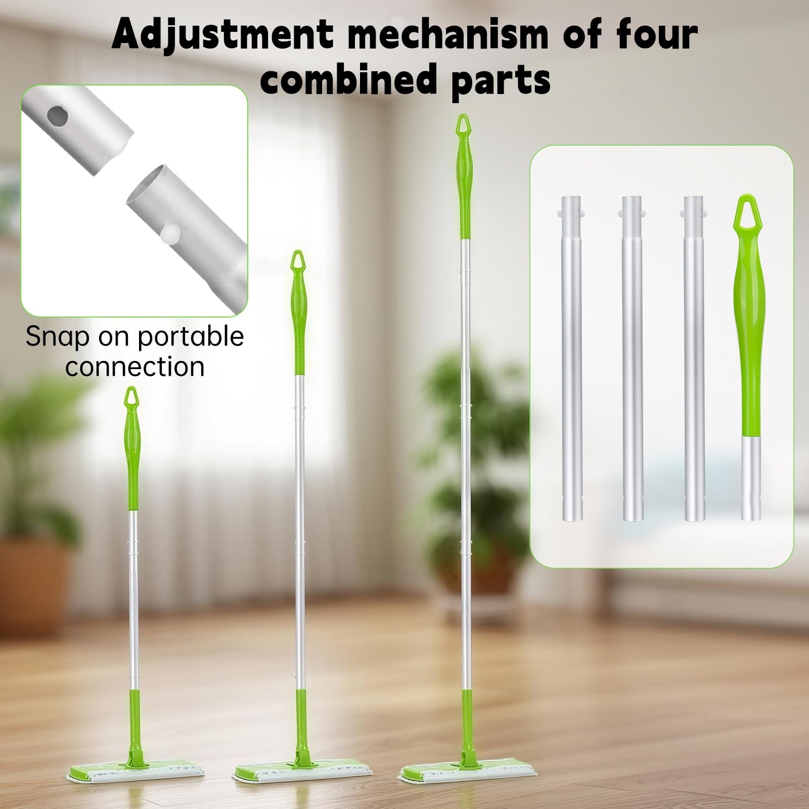 Mop Handle with Swiffer, Green Extra Long Detachable Mop Handle for Swiffer D…