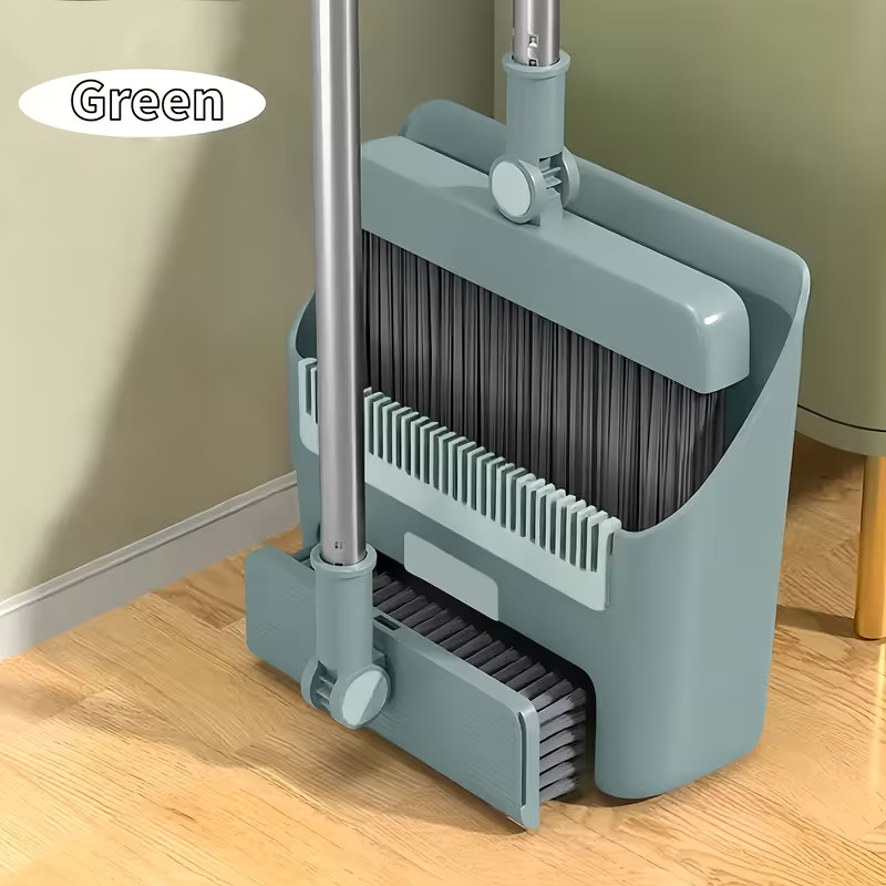 3-in-1 Long Handle Broom and Dustpan Set Foldable Upright Floor Sweeper