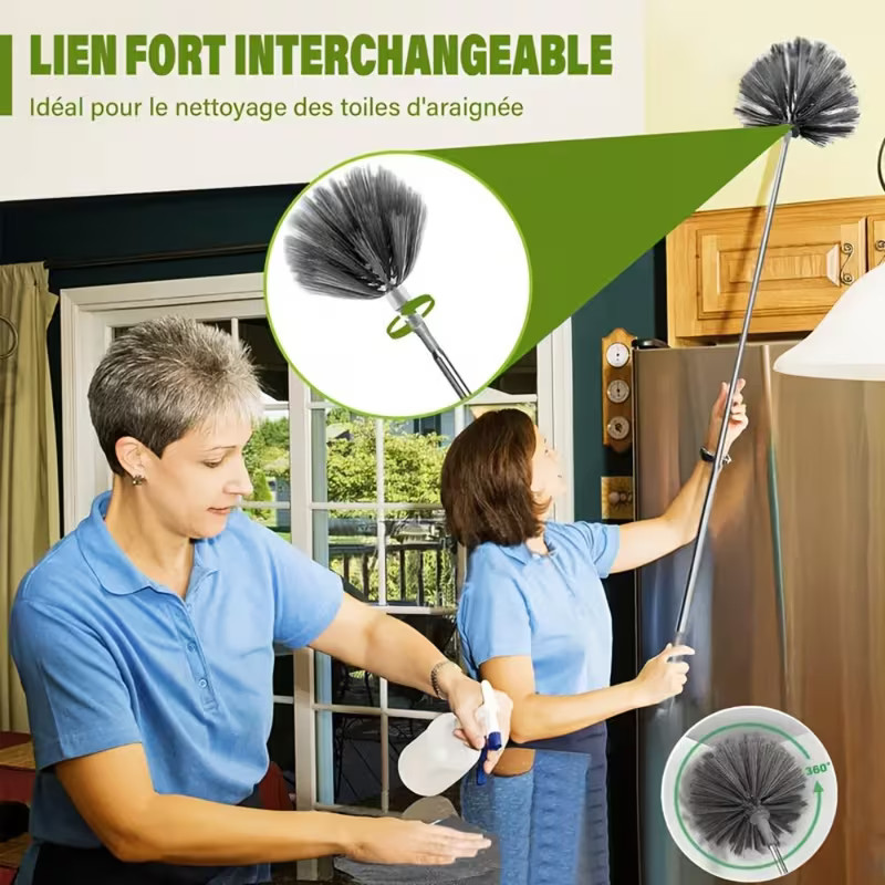 2025 NEW Microfiber Duster for Cleaning Fan, High Ceiling, Blinds, Gray, Silver