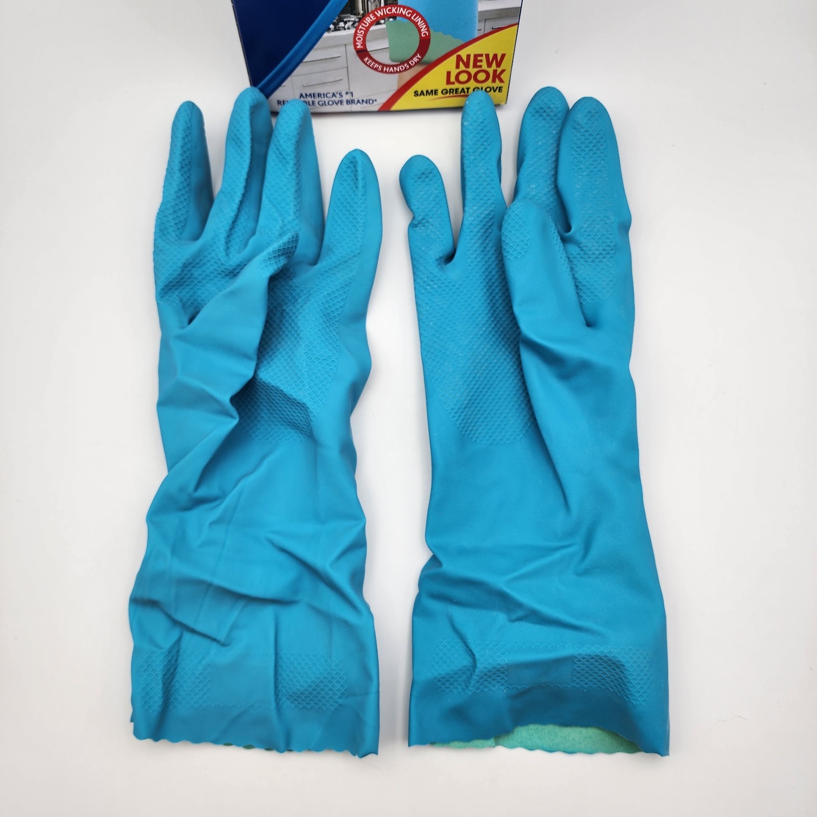 6 Pairs O-Cedar Playtex Fresh Comfort Blue Kitchen Rubber Gloves Size Medium