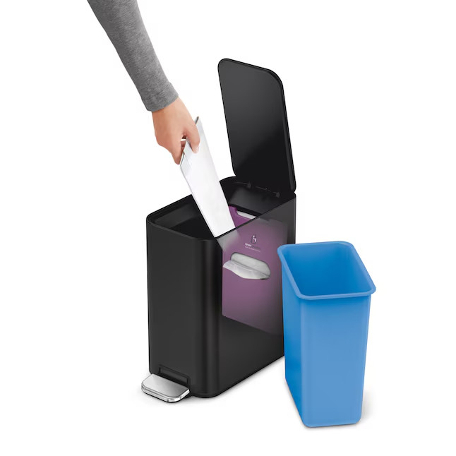 simplehuman 5L 1.3 Gal Slim Step Trash Can Matte Black Steel CW1389 New (71 ký t