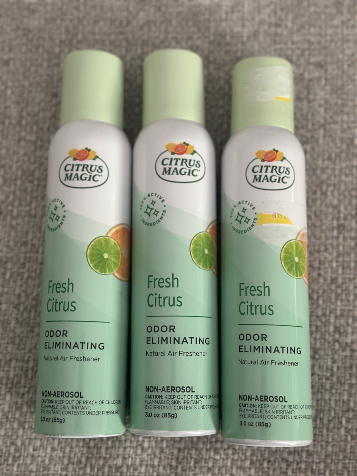 Lot of 3 Citrus Magic Natural Odor Eliminating Air Freshener Spray Fresh Citrus