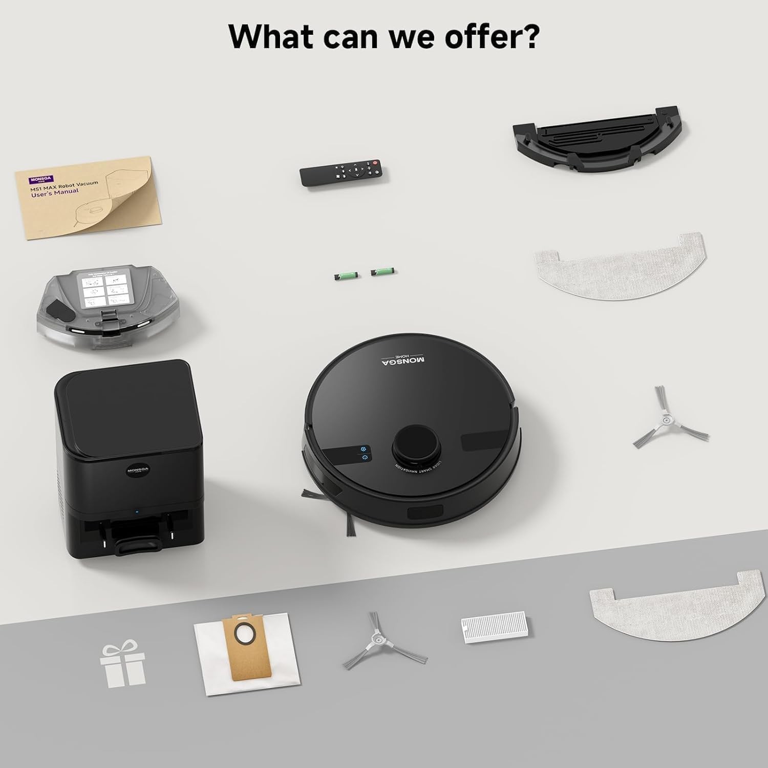 MONSGA Robot Vacuum Mop 6000Pa Self Empty LiDAR 180Min APP Control
