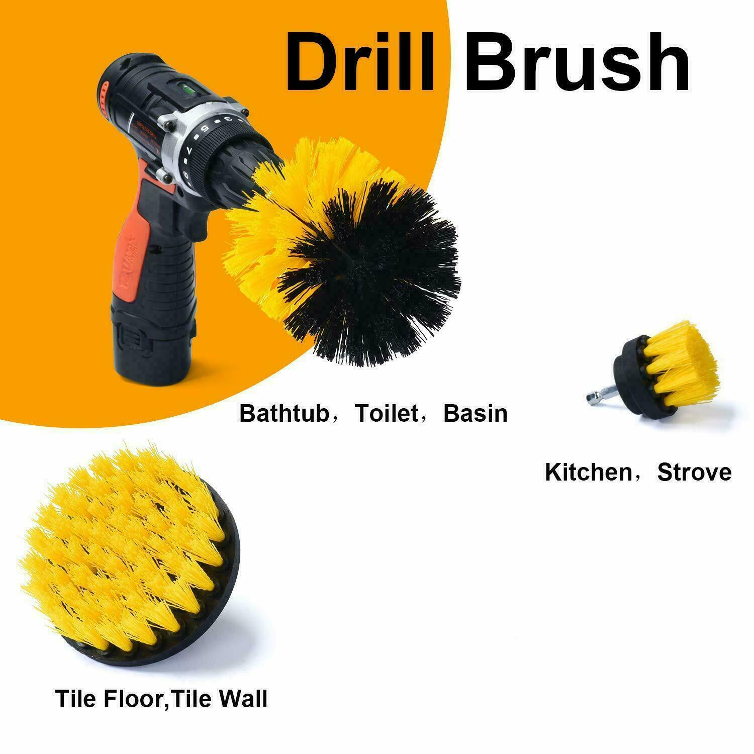 Drill Brush Power Scrubber Kit Cleaning Brush 3 Pack