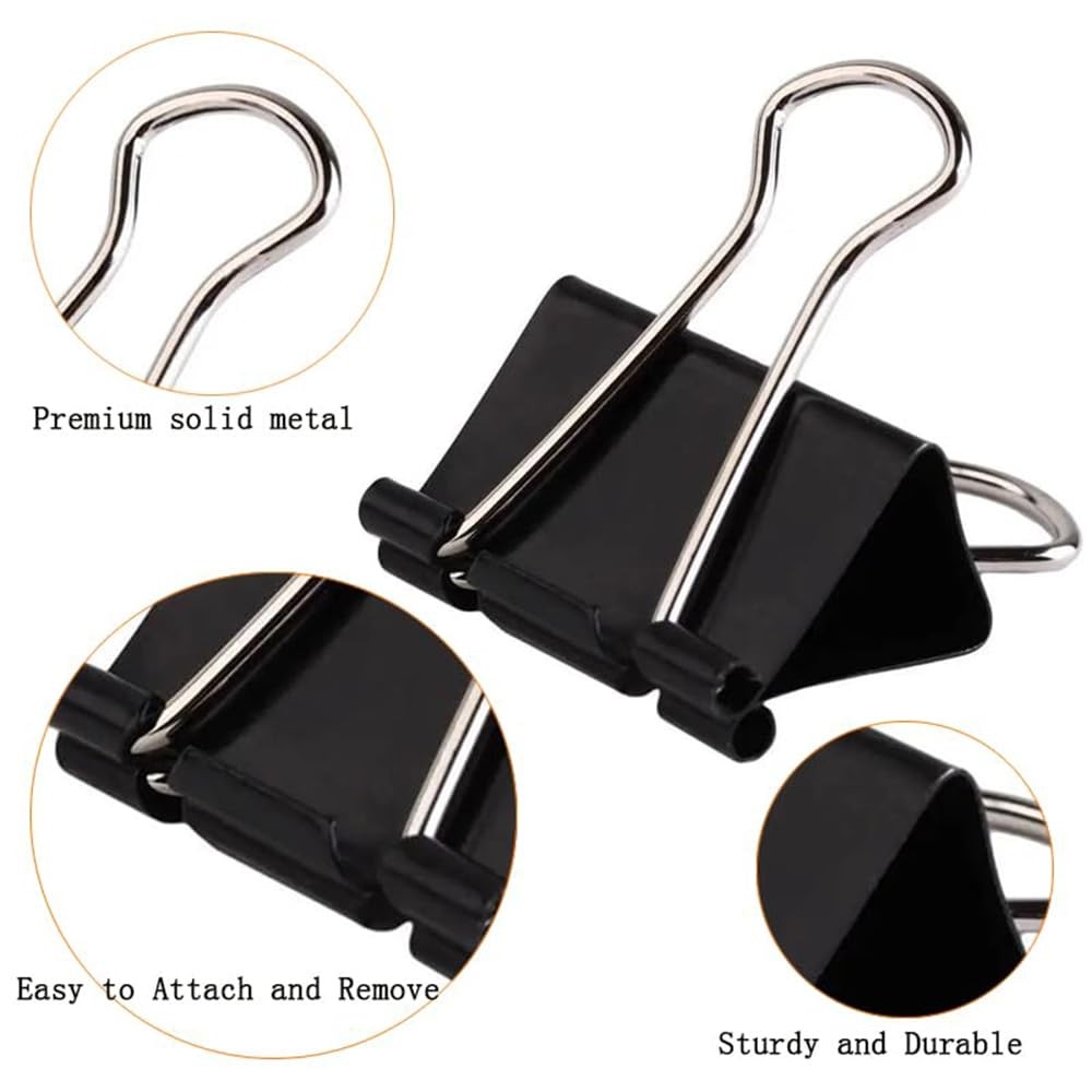 Binder Clips 100 Pack 0.75inch, 19mm Mini Black Office Paper Small,