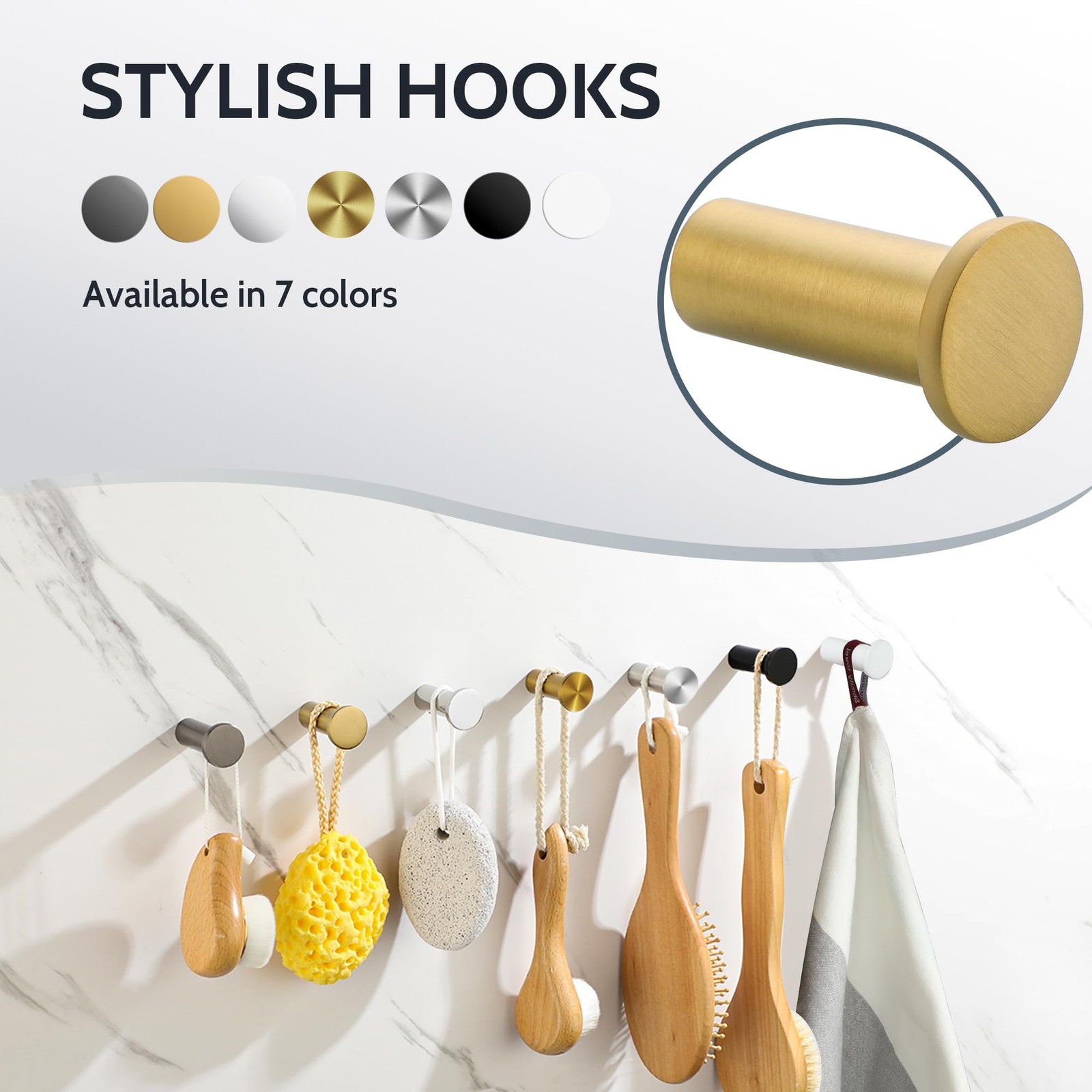 4 PCS Gold Coat Wall Towel Hooks SUS 304 Stainless Steel Heavy Duty Robe