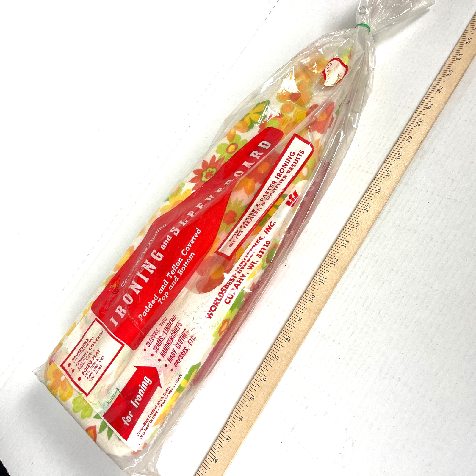 Mini Ironing Board Vtg Compact Combo Sleeveboard 23in Floral w/Bag USA French