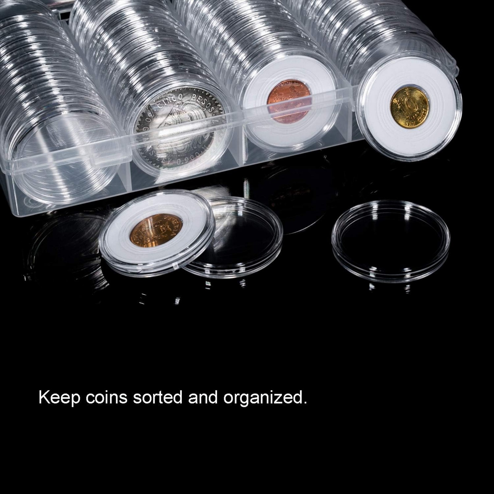 60 Pack 41mm Clear Coin Capsules For Morgan Silver Dollar Half Dollar Coins US