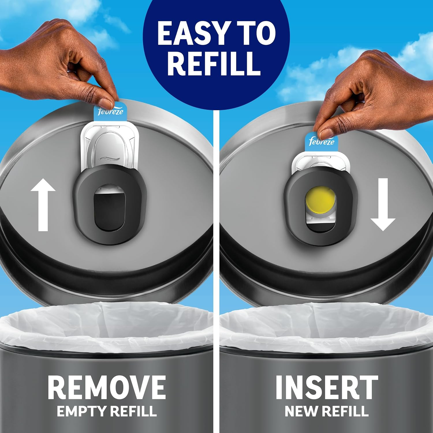 Febreze Trash Odor Fighter, Trash Can Air Freshener, Stick-On Deodorizer for Gar