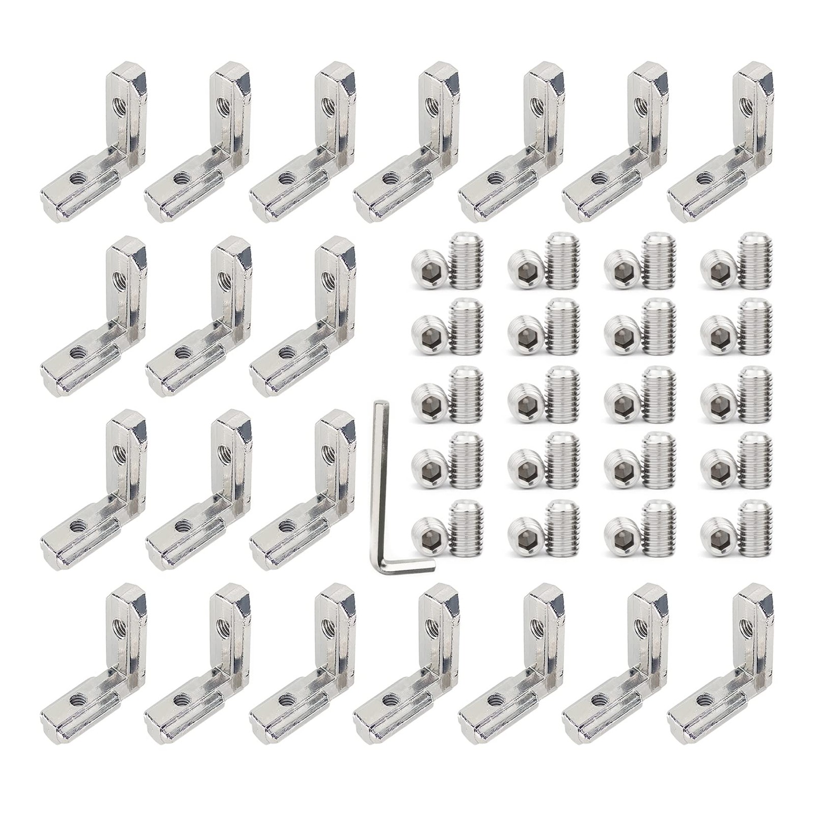 20 PCS 2020 Aluminum Extrusion Corner Bracket Connector Kit With 5mm Screws