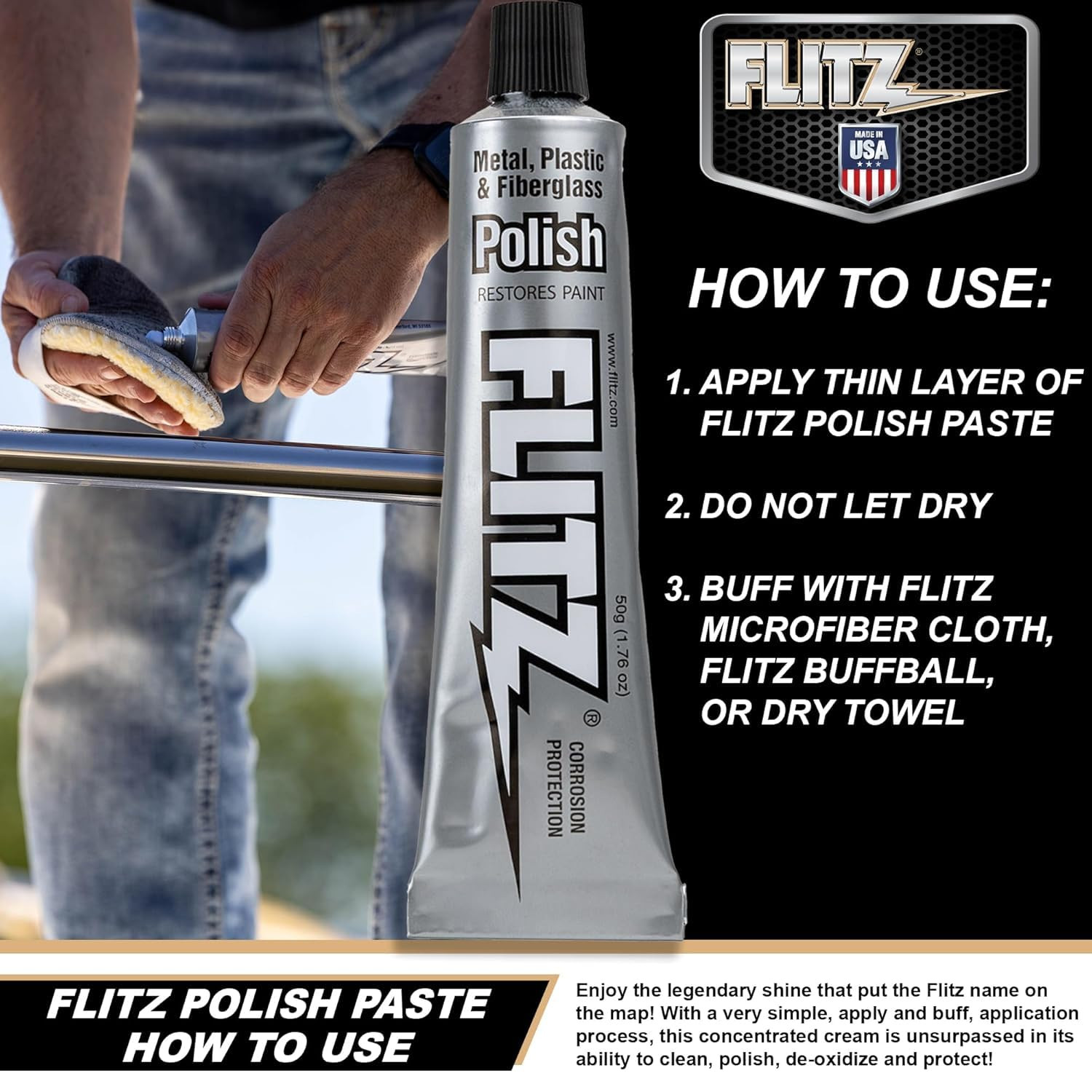 Metal Polish and Cleaner Paste, Also Works on Plastic, Fiberglass, Aluminum, Jew