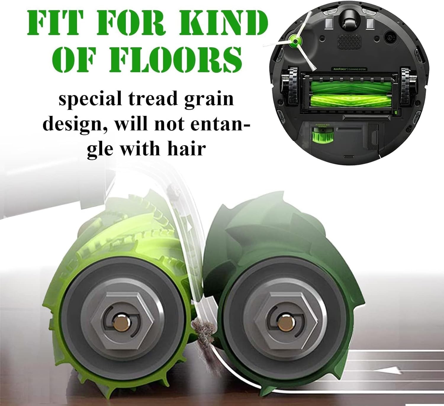 2 Set Rubber Roller Brush Replacement Accessories for iRobot Roomba i7 i7 j7 j7