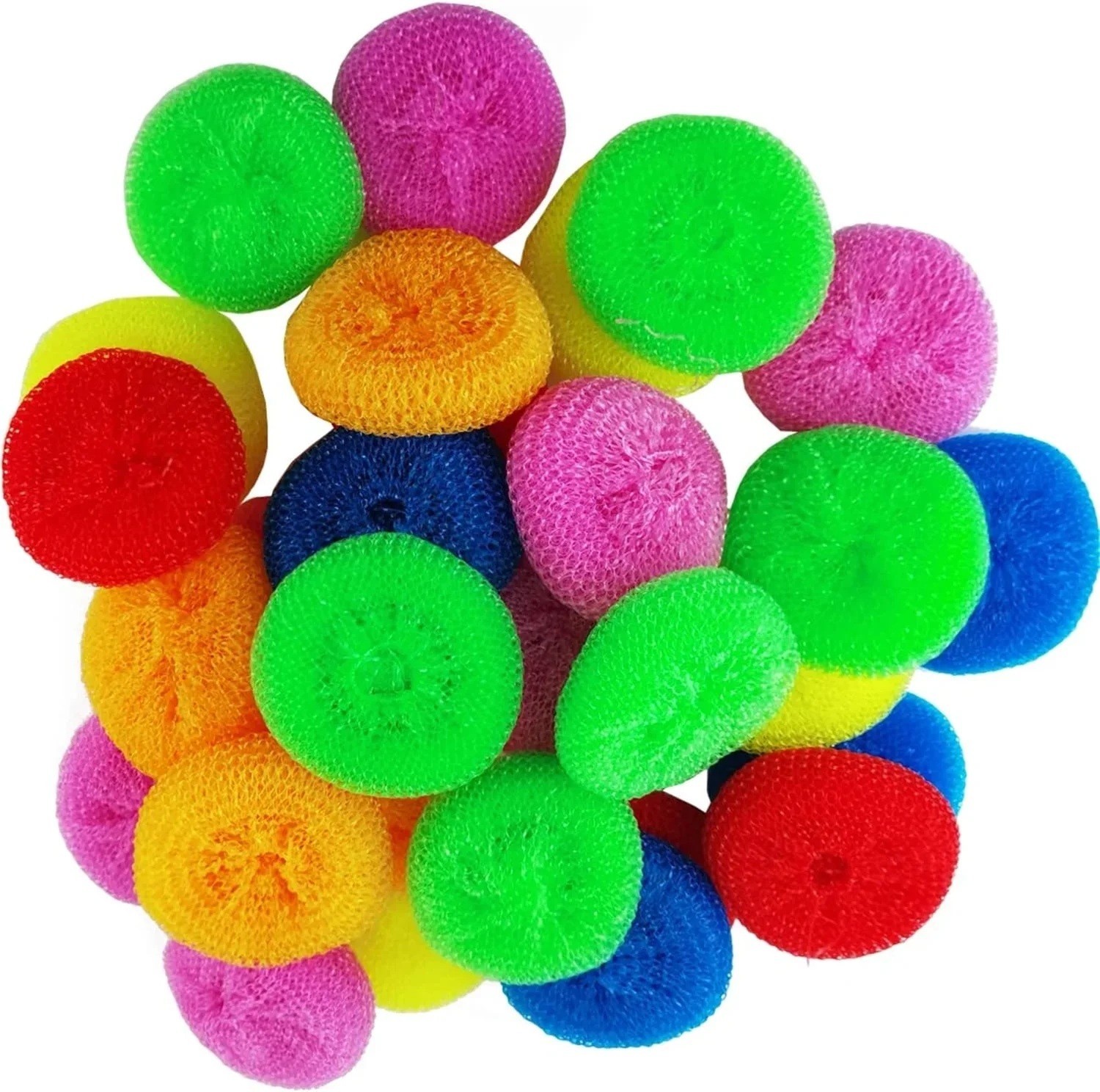 6 PACK!! Plastic Mesh Scouring Pads Non-Scratch for Dishes Assorted Colors
