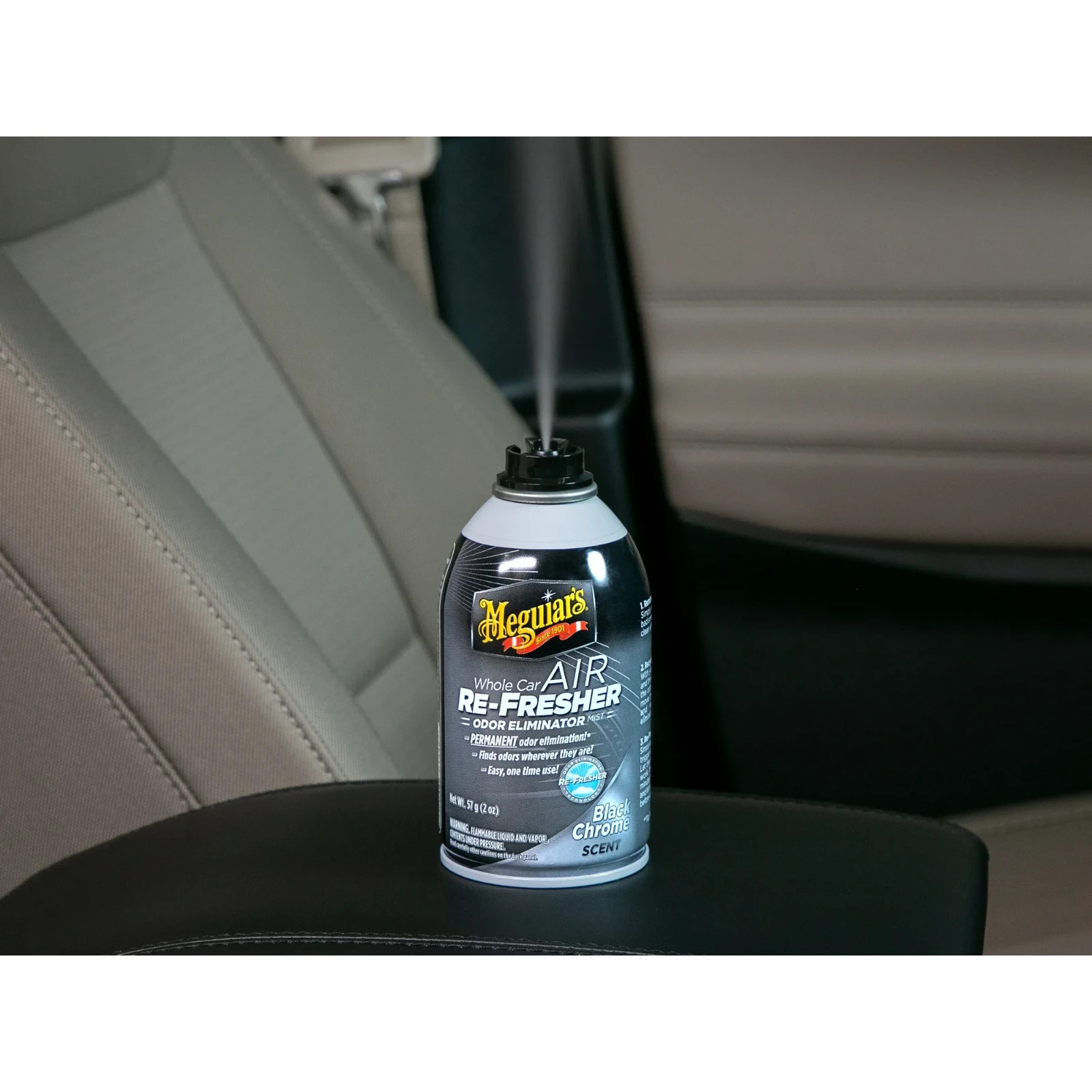 Meguiar’s G181302 Whole Car Air Re-fresher Odor Eliminator Mist, Black