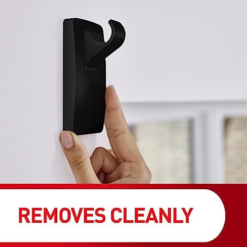 2 Pack Command Hooks Matte Black Storage Hooks for Curtain Rods Damage Free