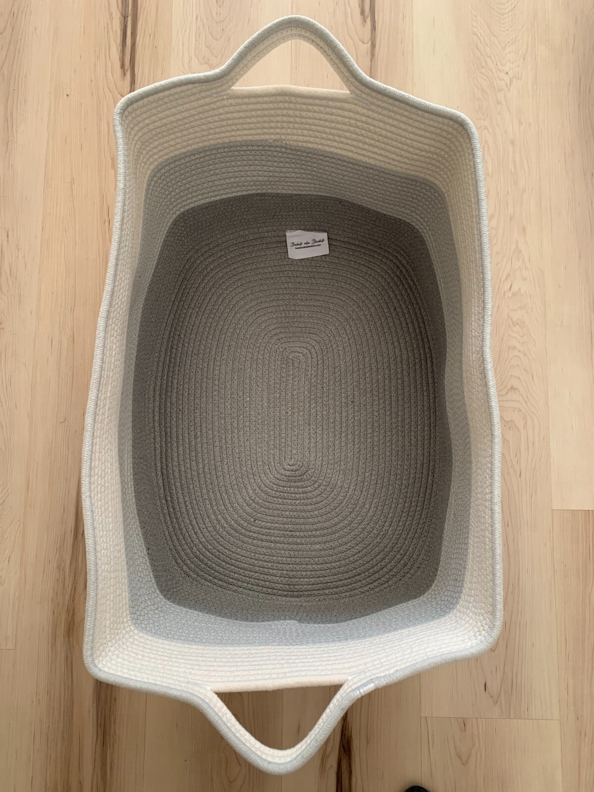 Large gray & white cotton rope basket, blanket basket, storage basket, laundry