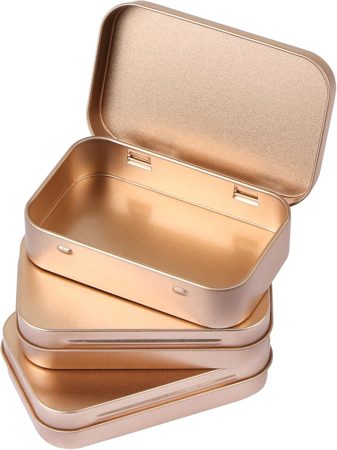 Metal Hinged Tin Box Container Mini Portable Small Storage Kit with Lid 3 Pcs