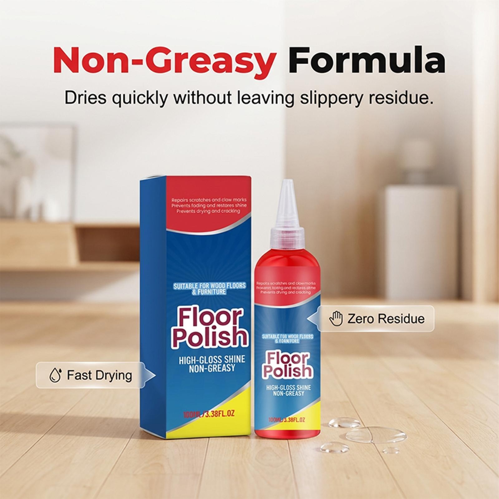 Wood Floor Polish Furniture Repair Polish High Gloss Shine Restorer Non-Greasy