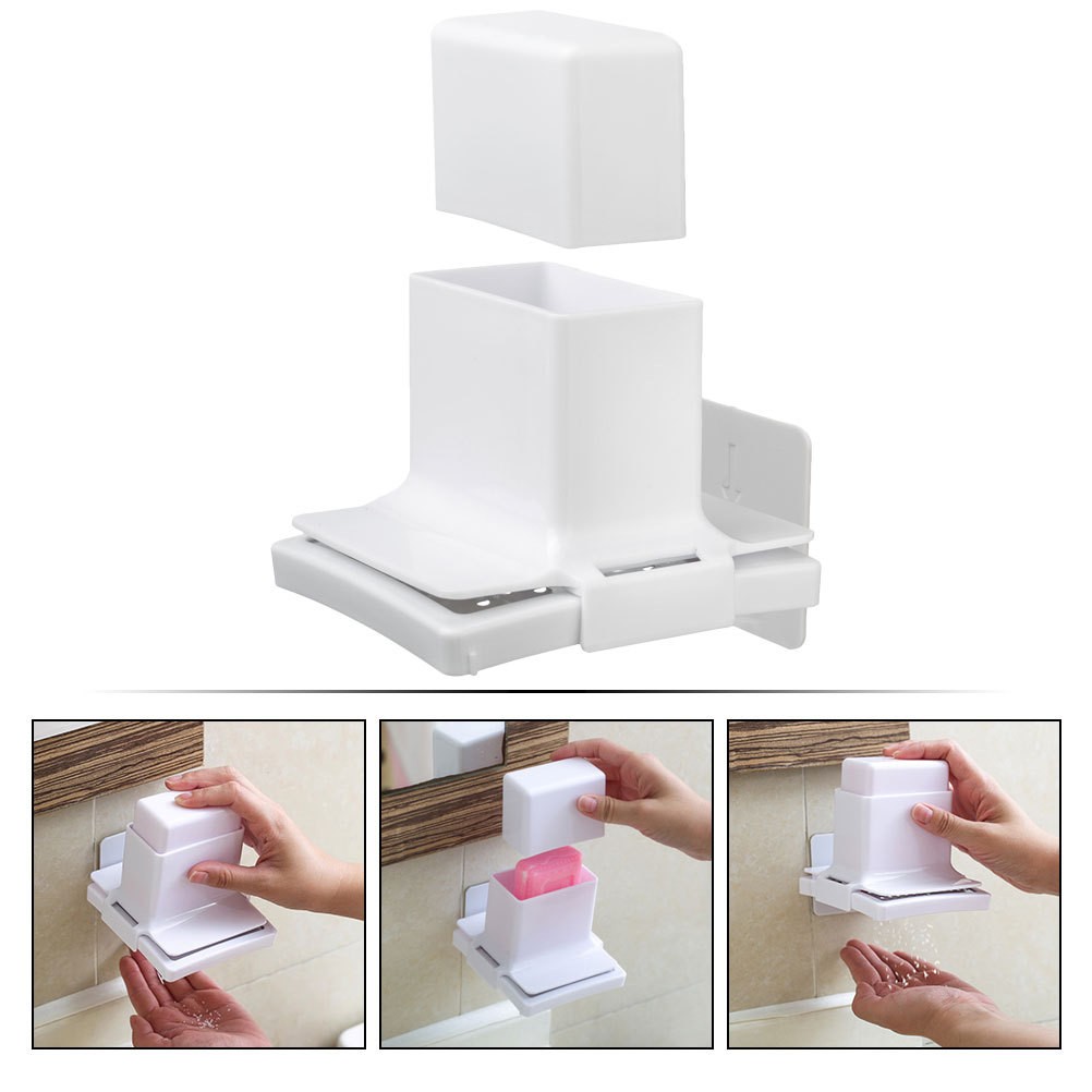 Wall Bathroom Soap Holder Shower Dish Tray for Rack with Grinder Self Draining