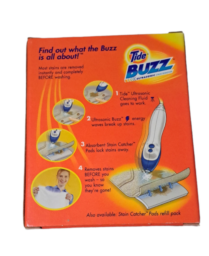 Tide Buzz Refill Pack 10 oz Ultrasonic Cleaning Fluid + 5 Stain Catcher Pads