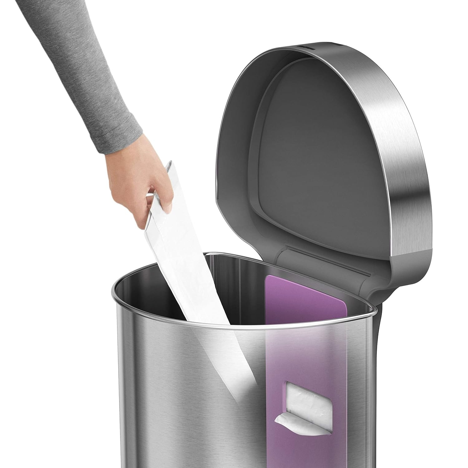 Simplehuman 45 Liter / 12 Gallon Semi-Round Automatic Sensor Trash Can, Brushed
