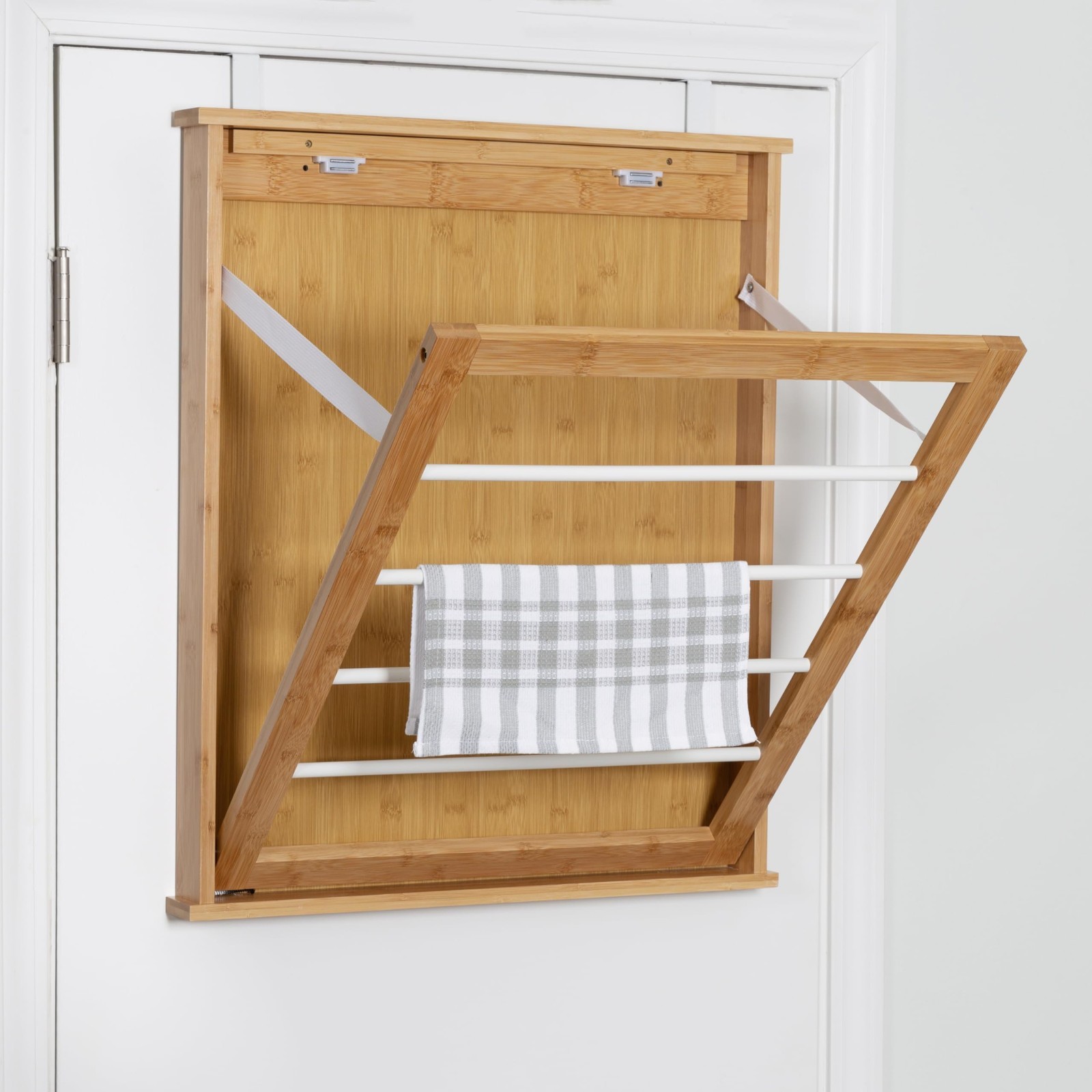 Collapsible Bamboo Wall-Mounted Clothes Drying Rack, 23″ W x 27.25″ H, Space-Sav
