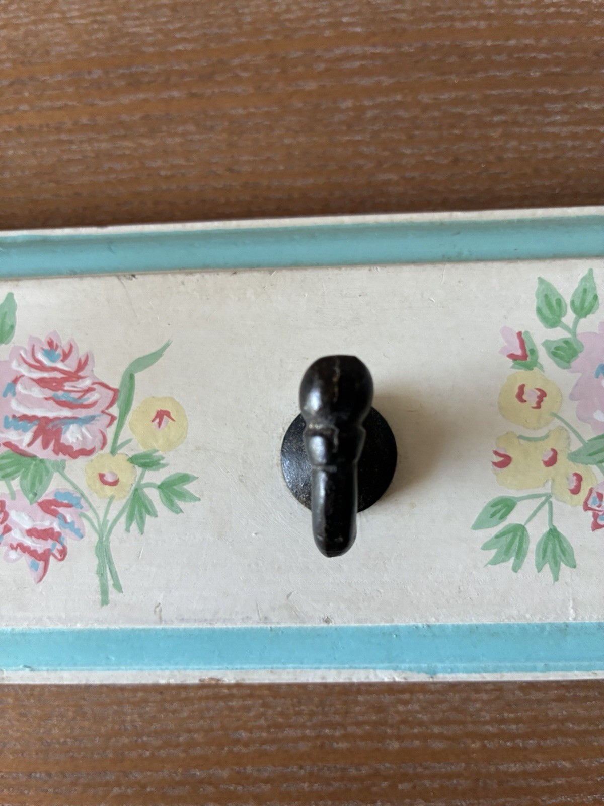 Vintage Interior Accents Shabby Rose 3 Hook Wall Hanger Floral Cottage Chic