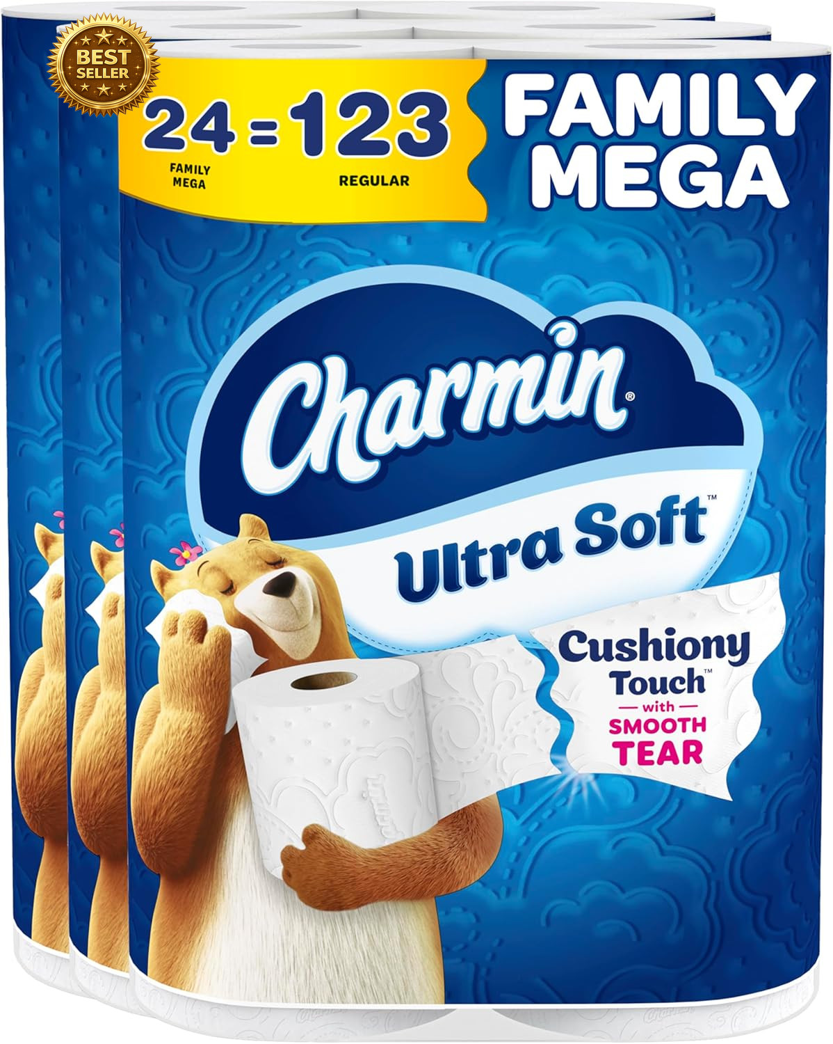 Toilet Paper 24 Family Mega Rolls 123 Regular Rolls Ultra Soft White