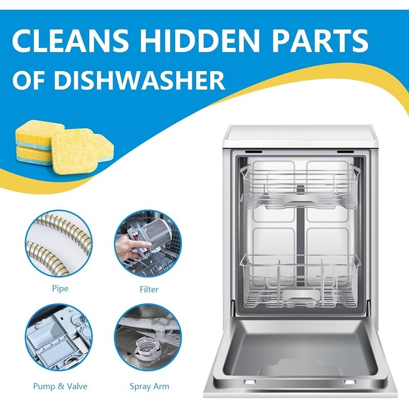 Dishwasher Cleaner Tablets Deep Clean Lemon Fresh Odor Control 24 Count New
